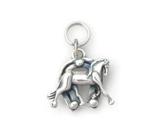 Charme de cheval frison argenté, charme de fer à cheval argenté, charme de cheval argenté, Donna Pizarro, Animal Whimsey Collection de bijoux de cheval argenté