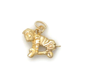 14Kt Gold Chinese Shar Pei Charm, 14Kt Chinese SharPei Pendant, 14Kt SharPei Charm fr Donna Pizarro's Animal Whimsey Collection