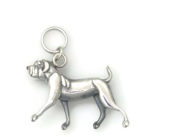 Sterling Silver Mastiff Charm, Sterling Silver Mastiff Pendant, Animal Whimsey Collection de Donna Pizarro, Fine Mastiff Jewelry