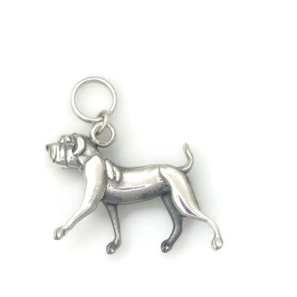 Sterling Silver Mastiff Charm, Sterling Silver Mastiff Pendant, Donna Pizarro's Animal Whimsey Collection, Fine Mastiff Jewelry