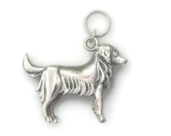 Sterling Silver Golden Retriever Charm, Silver Golden Retriever Pendant fr Donna Pizarro's Animal Whimsey Collection