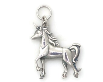 Silver Unicorn Charm, Silver Horse Charm, Silver Unicorn Pendant fr Donna Pizarro's Animal Whimsey Collection of Silver Unicorn Jewelry