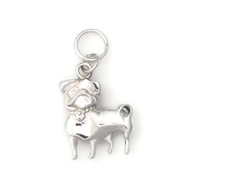14Kt White Gold Pug Charm, Gold Pug Charm, 14Kt Pug Pendant, "My Little Diva", Donna Pizarro's Animal Whimsey Collection, Fine Pug Jewelry