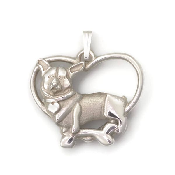 Sterling Silver Welsh Corgi Necklace, Silver Corgi Pendant, Silver Pembroke Corgi Pendant, Donna Pizarro's Animal Whimsey Collection