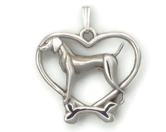 Sterling Silver Vizsla Pendant, Silver Vizsla Necklace fr Donna Pizarro's Animal Whimsey Collection of Fine Vizsla Jewelry