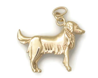 14Kt Gold Golden Retriever Charm, 14Kt Golden Retriever Pendant fr Donna Pizarro's Animal Whimsey Collection of 14K Golden Retriever Jewelry