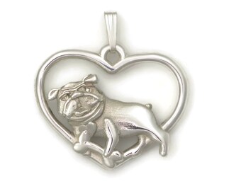 Sterling Silver Bulldog Pendant, Silver Bulldog necklace fr Donna Pizarro's Animal Whimsey Collection of Silver Bulldog Themed Jewelry