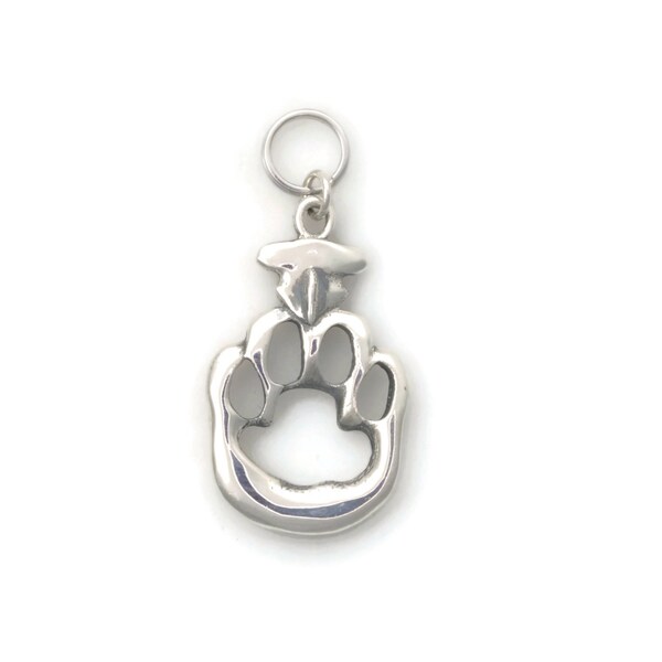 Sterling Silver Cat Paw Print  Charm, Silver Cat Nose Print Charm fr Donna Pizarro's Animal Whimsey Collection of Silver Cat Themed Jewelry