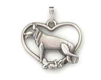 Sterling Silver German Shepherd Necklace, Silver German Shepherd Pendant, Donna Pizarro's Animal Whimsey Collection, Fine Dog Jewelry