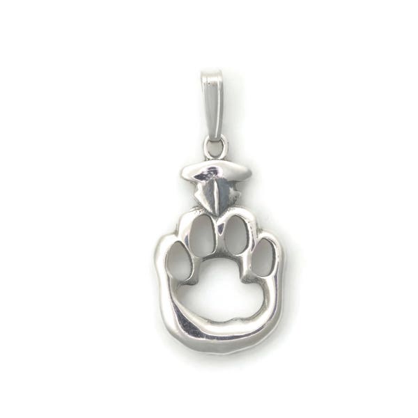 Sterling Silver Cat Paw Print Necklace, Silver Cat Nose Print Necklace fr Donna Pizarro's Animal Whimsey Collection of Silver Cat Jewelry