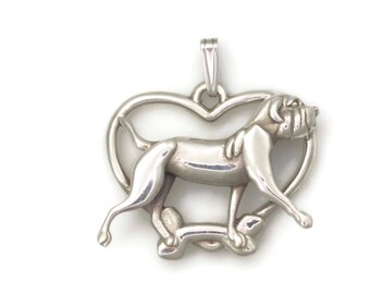 Sterling Silver Mastiff Necklace - Silver Mastiff Pendant by Donna Pizarro from her Animal Whimsey Collection of Fine Mastiff Jewelry