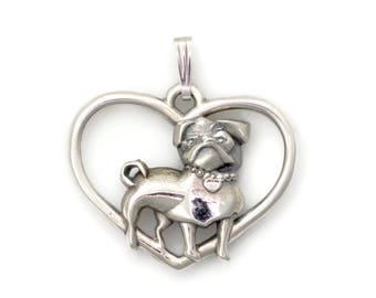 Sterling Silver Pug Necklace - Silver Pug Pendant fr  Donna Pizarro's Animal Whimsey Collection of Silver Pug Jewelry & Custom Pug Jewelry