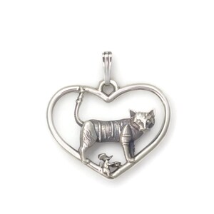 Sterling Silver Tabby Cat Necklace by Donna Pizarro fr her Animal Whimsey Collection of Silver Cat Jewelry and Silver Cat Pendants image 1