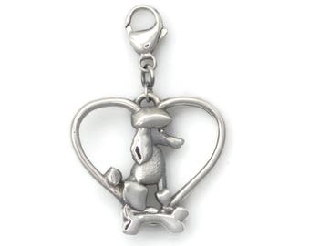 Silver Poodle FOB, Sterling Silver Poodle Pendant by Donna Pizarro fr Animal Whimsey Collection of Silver Poodle Jewelry