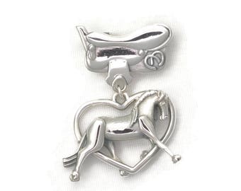 Sterling Silver Horse Brooch, Friesian Horse Brooch, Silver Horse Pin, Donna Pizarro Animal Whimsey Collection, Fine Horse Jewelry