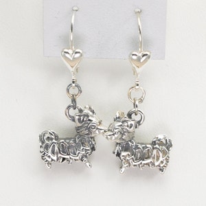 Sterling Silver Long Haired Chihuahua Earrings fr Donna Pizarro's Animal Whimsey Collection of Fine Long Haired Chihuahua Jewelry image 1