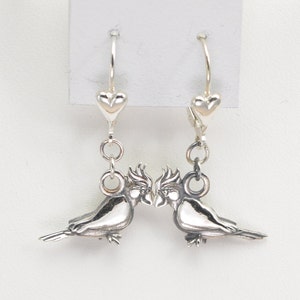 Sterling Silver Cockatiel Earrings by Donna Pizarro from her Animal Whimsey Collection of Silver Bird Earrings & Cockatiel Jewelry image 1