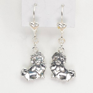 Sterling Silver Tibetan Spaniel Earrings fr Donna Pizarro's Animal Whimsey Collection of Silver Tibetan Spaniel Jewelry, Fine Dog Jewelry image 1