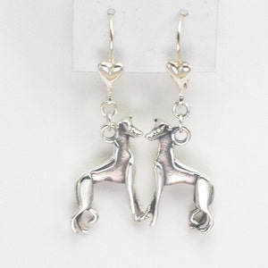 Sterling Silver Whippet Earrings fr Donna Pizarro's Animal Whimsey Collection of Silver Whippet Jewelry, Fine Whippet Jewelry image 1