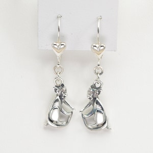 Sterling Silver Cat Earrings by Donna Pizarro fr her Animal Whimsey Collection of Silver Cat Jewelry, Silver Cat Earrings & Fine Cat Jewelry image 1