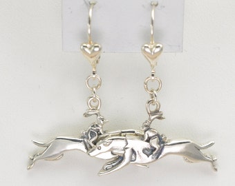 Sterling Silver Greyhound Earrings fr Donna Pizarro's Animal Whimsey Collection of Silver Greyhound Jewelry & Fine Greyhound Earrings
