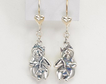 Sterling Silver Panda Earrings fr Donna Pizarro's Animal Whimsey Collection of Silver Panda Bear Jewelry & Silver Panda Bear Earrings