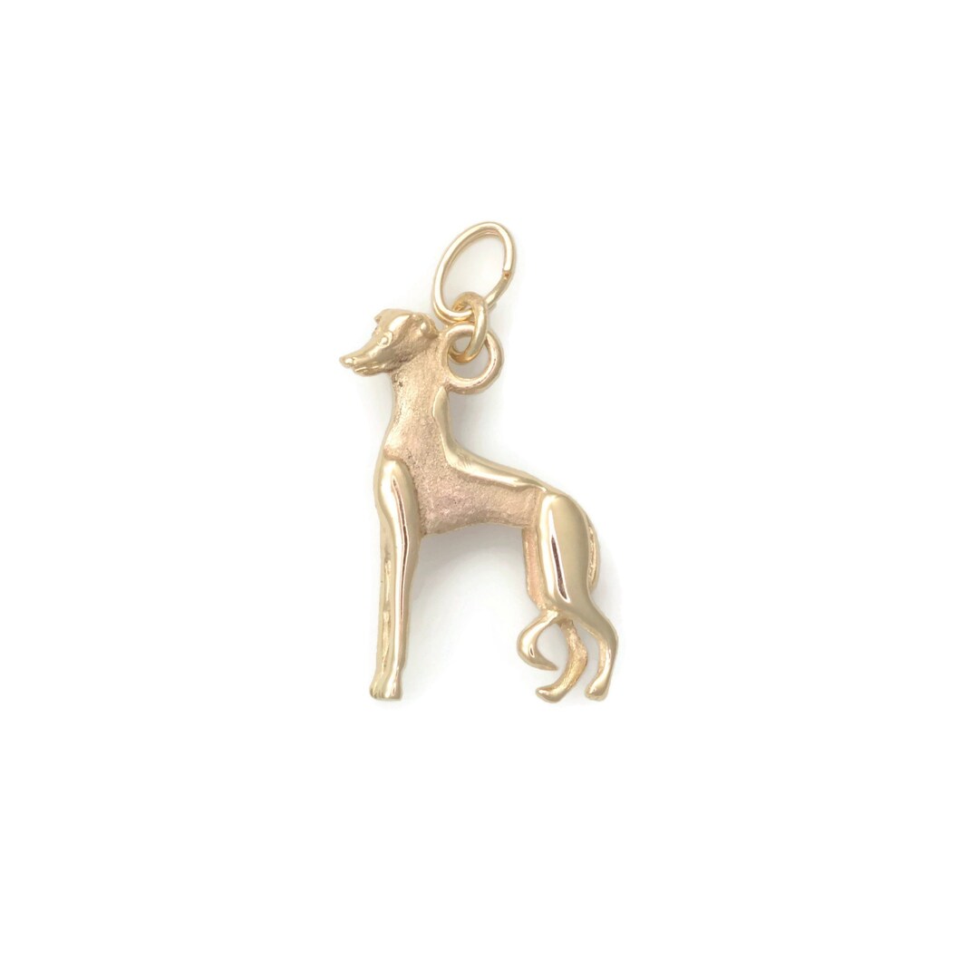 14kt Whippet Charm, Gold Whippet Pendant, Fine Whippet Jewelry Fr Donna