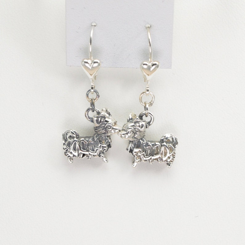 Sterling Silver Long Haired Chihuahua Earrings fr Donna Pizarro's Animal Whimsey Collection of Fine Long Haired Chihuahua Jewelry image 1