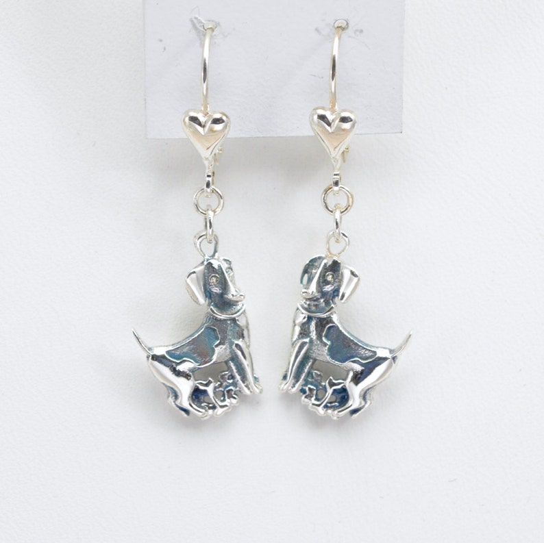 Sterling Silver Beagle Earrings by Donna Pizarro fr her Animal Whimsey Collection of Silver Beagle Jewelry & Fine Beagle Jewelry image 1