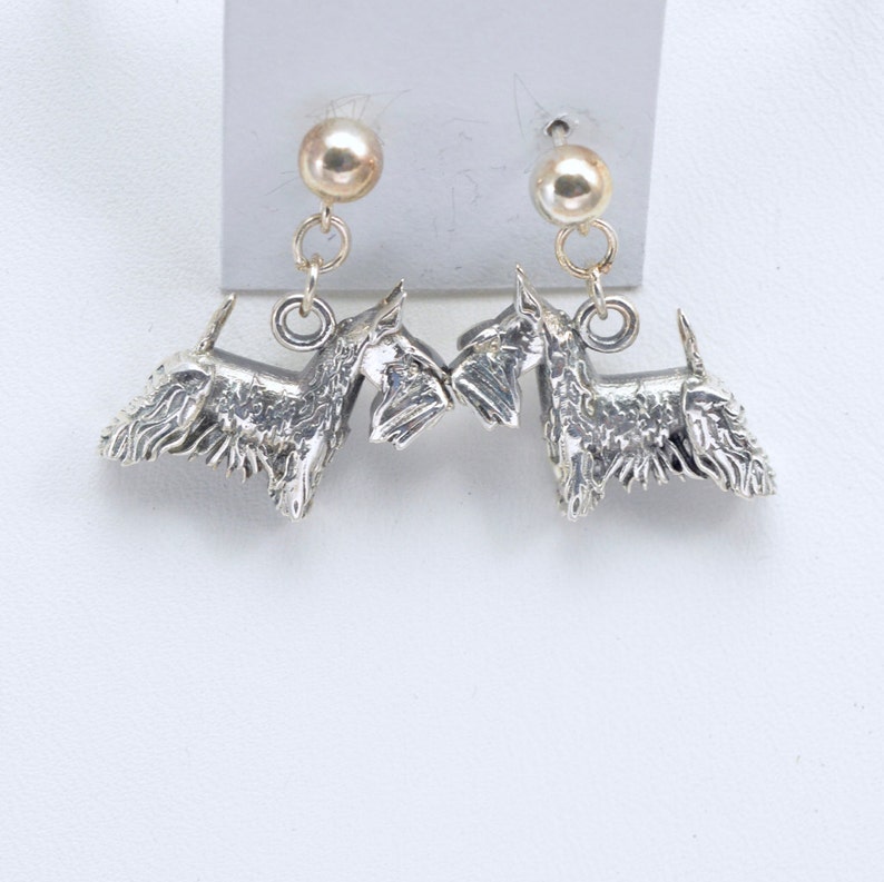 Sterling Silver Scottish Terrier Earrings Fr Donna Etsy