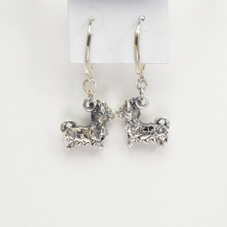 Sterling Silver Long Haired Chihuahua Earrings fr Donna Pizarro's Animal Whimsey Collection of Fine Long Haired Chihuahua Jewelry image 2