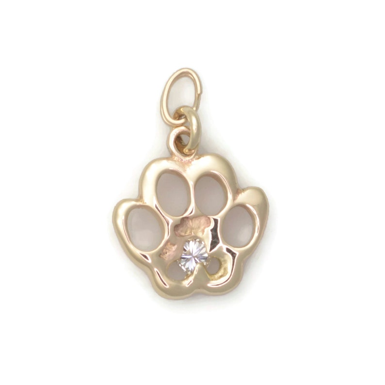 14kt Gold Dog Paw Charm Diamond Dog Paw Charm Diamond Dog Etsy