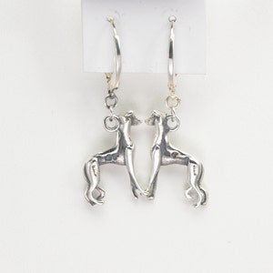 Sterling Silver Whippet Earrings fr Donna Pizarro's Animal Whimsey Collection of Silver Whippet Jewelry, Fine Whippet Jewelry image 2