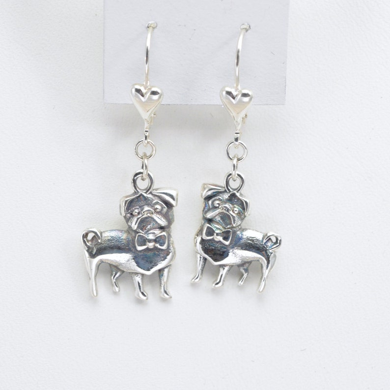 pug earrings silver