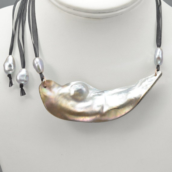 Mabe Pearl Necklace Chinese Freshwater Pearl Necklace By Etsy