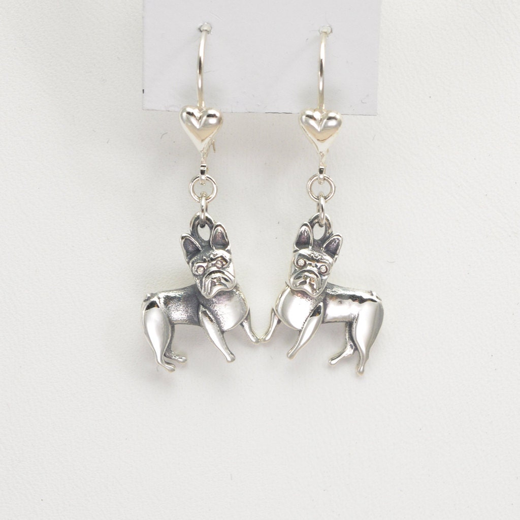 Sterling Silver French Bulldog Earrings Fr Donna Pizarro's - Etsy