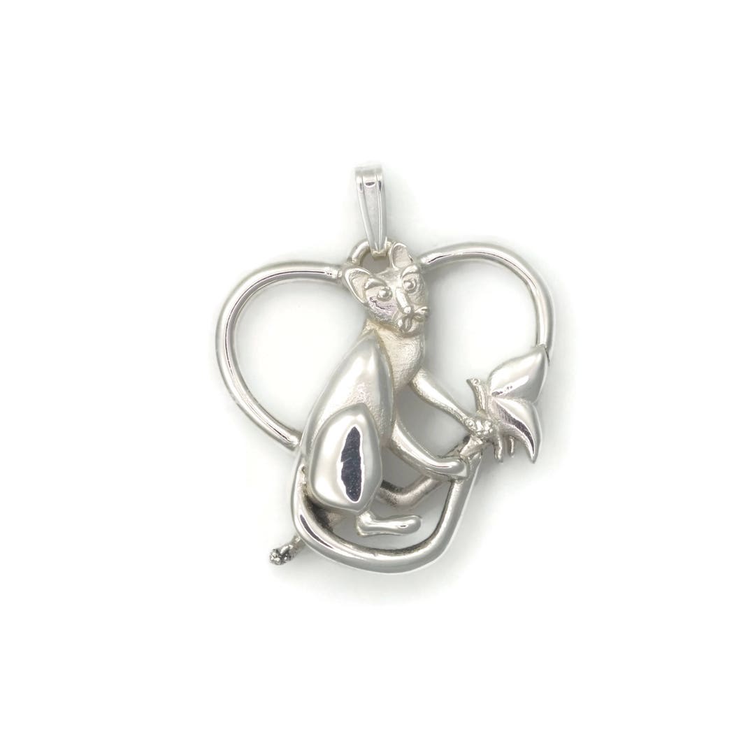 Sterling Silver Cat Necklace Custom Cat Jewelry Silver Cat Etsy