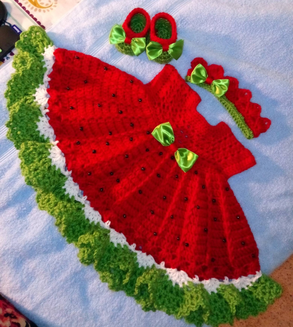 Crochet Watermelon Dress With Crown and Shoes This One is - Etsy