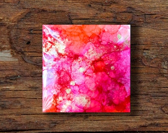 Valentine | 5x5 Abstract Alcohol Ink Art with Easel