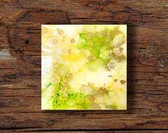 Secret Gardens | 5x5 Abstract Alcohol Ink Art with Easel