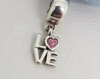 Authentic Pandora All About Love Dangle Charm Pink  # 791253CZS Retired
