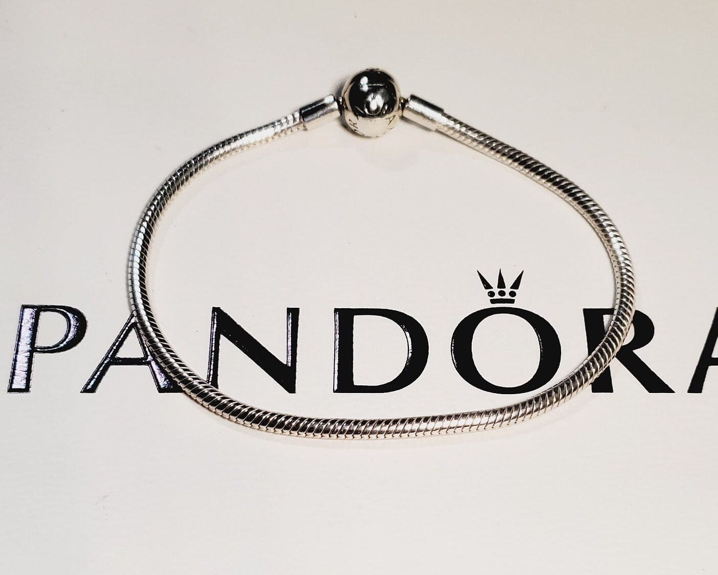 Authentic Pandora Sterling Silver Smooth Clasp Bracelet #590728 7.5"/19cm