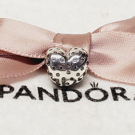 Authentic Pandora Silver Sparkling Heart Charm #791241CZ