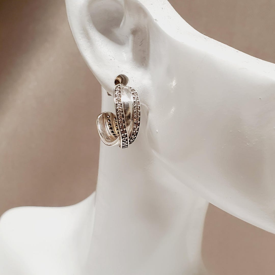 Authentic Pandora Sterling Silver Entwined Earrings #290730CZ