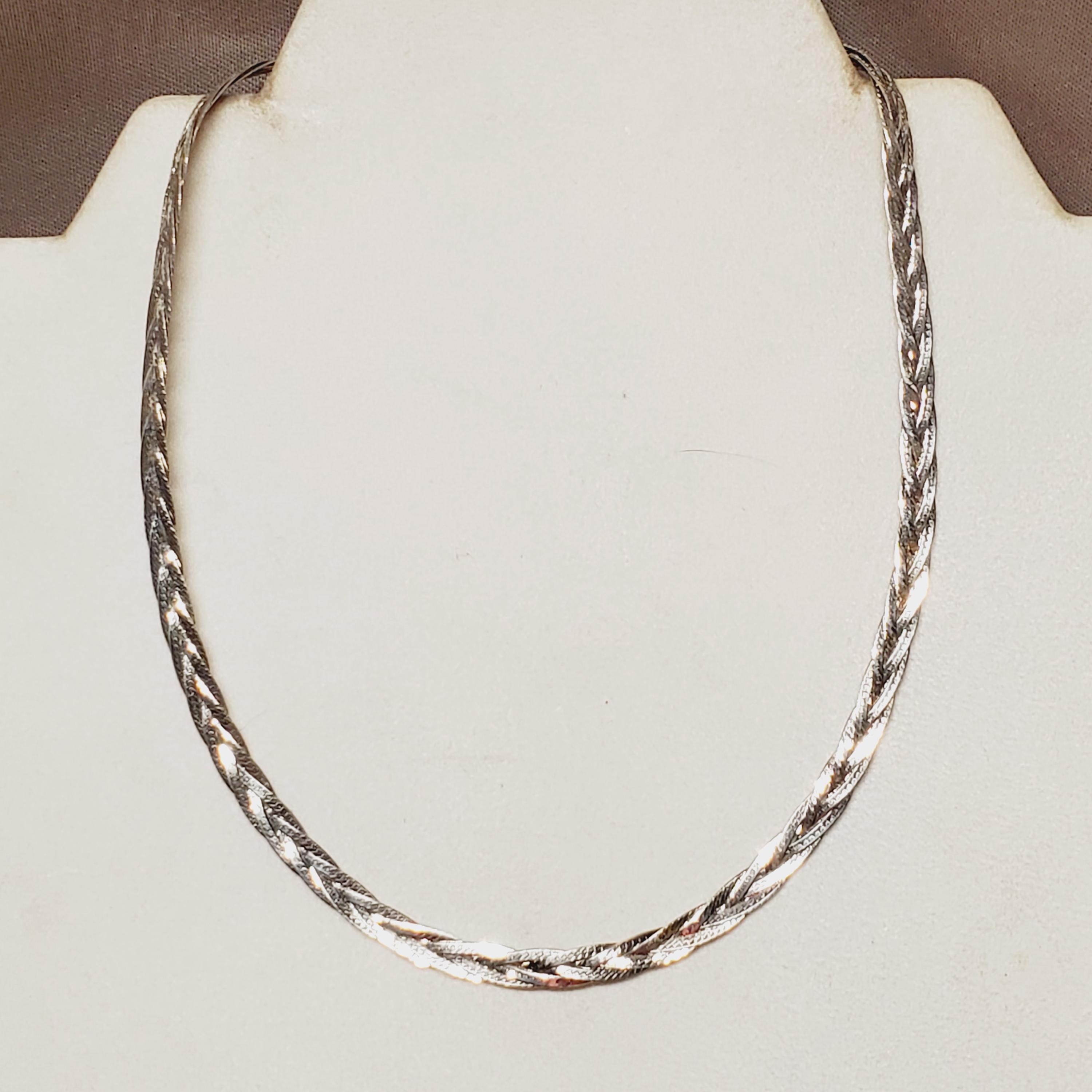 Sterling silver braided herringbone necklace deals