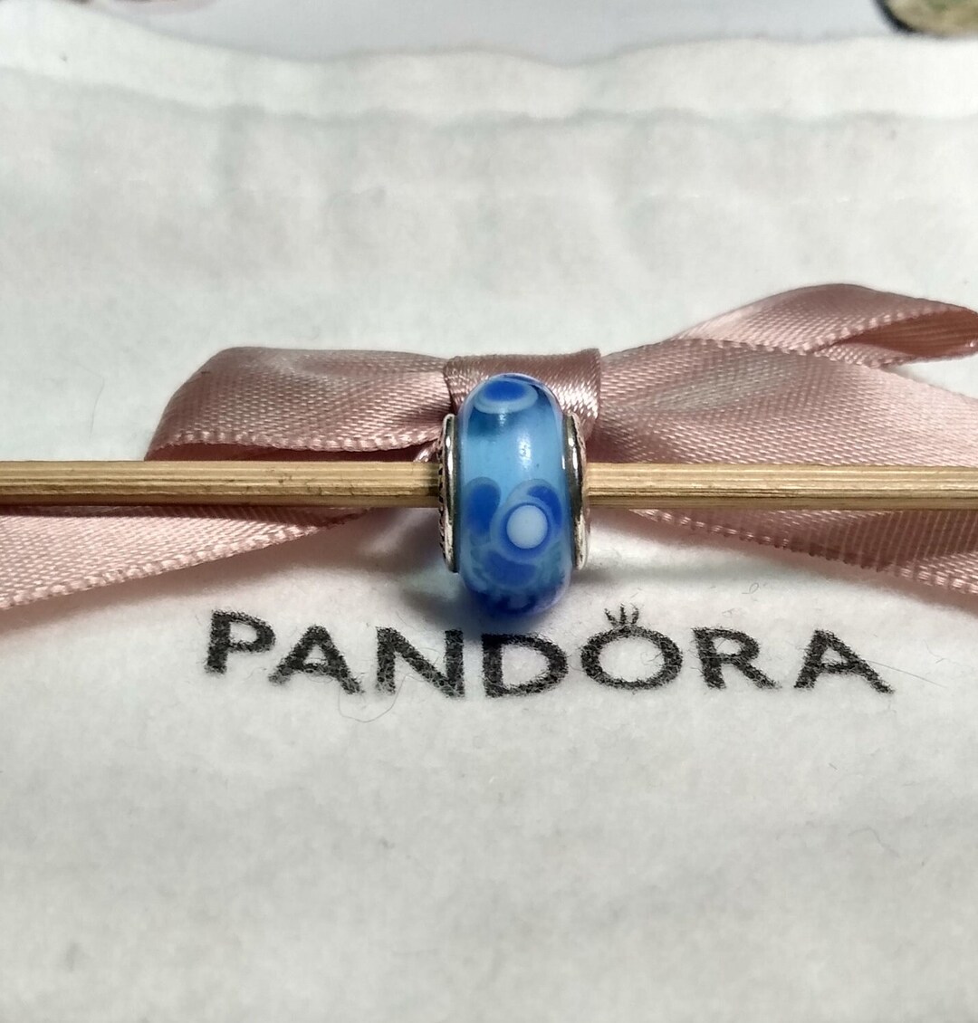 Authentic Pandora Sterling Silver Flowers for You Blue Murano
