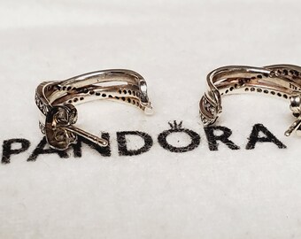 Authentic Pandora Sterling Silver Entwined Earrings #290730CZ
