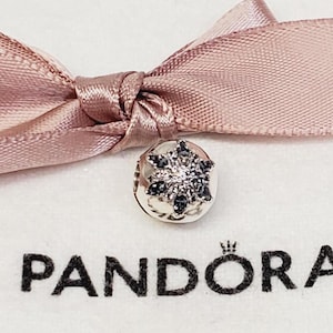 Authentic Pandora Sterling Silver Crystalized Snowflake Clip Bead Charm # 791997 Retired