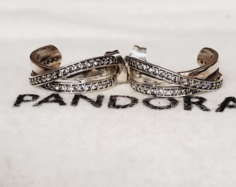 Auténticos pendientes entrelazados de plata esterlina Pandora n