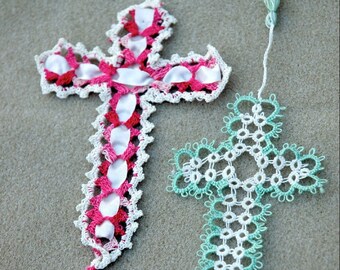 Crochet and Tatted Cross Bookmarks Vintage Pick One